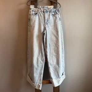 Rag & Bone Womens Sofie High Rise Ultra Wide Leg Jeans Denim Blue Cuffed Sz 27